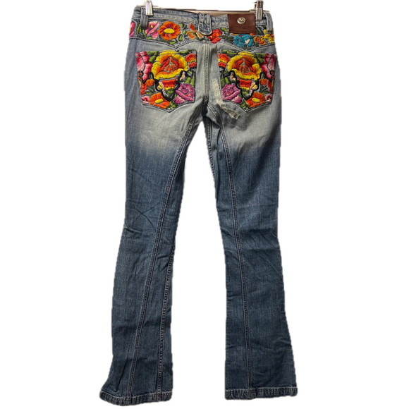 Antik Denim Monroe Bootcut Flared Jeans Size 26 Embroidered Rare Floral Fall Fit - Picture 3 of 7